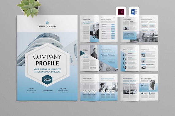 Company Profile Template | Microsoft Word | Adobe Indesign | Modern Brochure Document | Corporate Overview Booklet | Business Summary Report