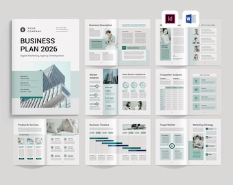 Business Plan Template | Microsoft Word | Adobe Indesign | Business Planner Workbook | Start Up Business Planning Book | Side Hustle Planner