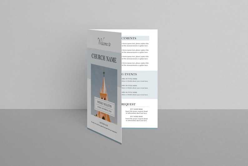 Church Bulletin Template | Church Services Program | Simple Newsletter ...
