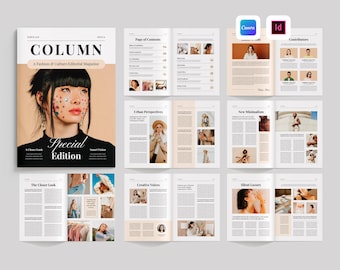 Magazine Template | Canva Template | Indesign Ebook | Magazine Layout Design | Catalog Brochure | Portfolio Lookbook | Fashion Photo Book