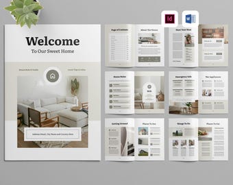 Airbnb Welcome Book Template | Microsoft Word | Adobe Indesign | Home Guest Guidebook Brochure | Vacation Rental Booklet | House Host Manual