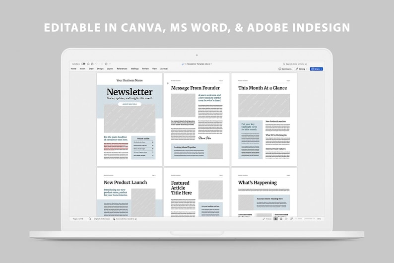 Newsletter Template | Magazine Booklet Layout | Business Email News | Newspaper Brochure For Company & Nonprofit (Canva, MS Word, InDesign) image 10