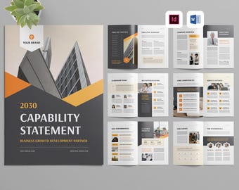 Capability Statement Template | Microsoft Word | Adobe Indesign | Corporate Business Brochure | Company & Government Construction Document