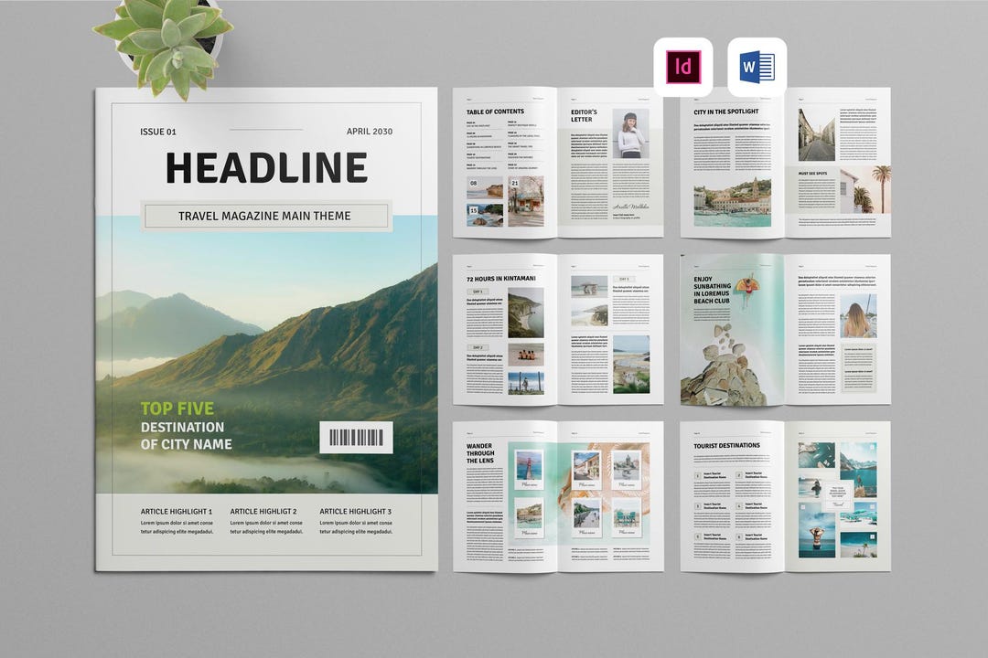 Travel Distance Indesign Travel Magazine Template | Microsoft Word | Adobe Indesign | Vacation ...