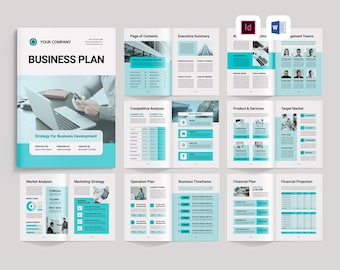 Business Plan Template | Microsoft Word | Adobe Indesign | Business Side Hustle Planner Booklet | Minimal Small Business Planning Brochure