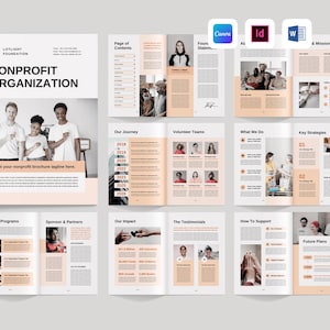 Nonprofit Organization Brochure Template | Non Profit Overview Booklet | NGO Fundraising Charity Profile Brochure (Canva, MS Word, InDesign)