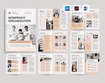 Brochuresjabloon non-profitorganisatie | Overzichtsboekje non-profit | Profielbrochure liefdadigheidsinstelling ngo (Canva, MS Word, InDesign)