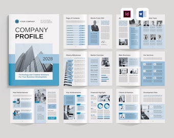 Plantilla de perfil de empresa / Microsoft Word / Adobe InDesign / Folleto de perfil de empresa / Folleto informativo corporativo / Informe de resumen empresarial