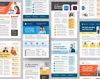 Business One Pager Bundle | Professional Executive Summary | Company White Paper | Case Study Flyer | Template For Canva, MS Word, InDesign