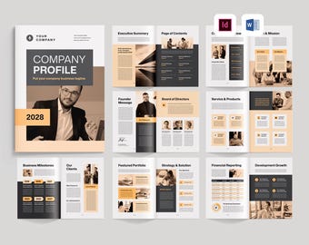 Plantilla de perfil de empresa / Microsoft Word / Adobe Indesign / Folleto de perfil de empresa / Folleto de descripción general de la empresa / Diseño de resumen empresarial
