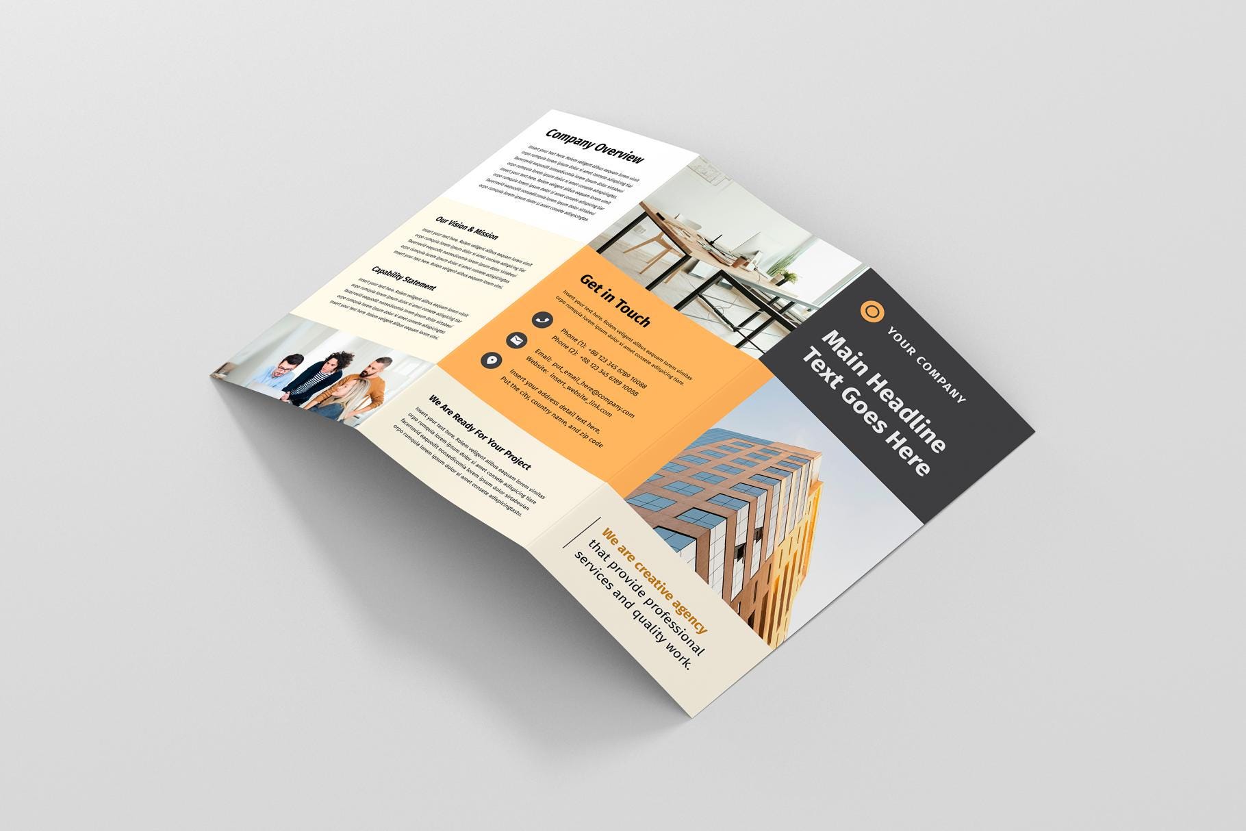 Examples Capabilities Brochure Indesign Trifold Brochure Template | Corporate Business Leaflet | Company White ...