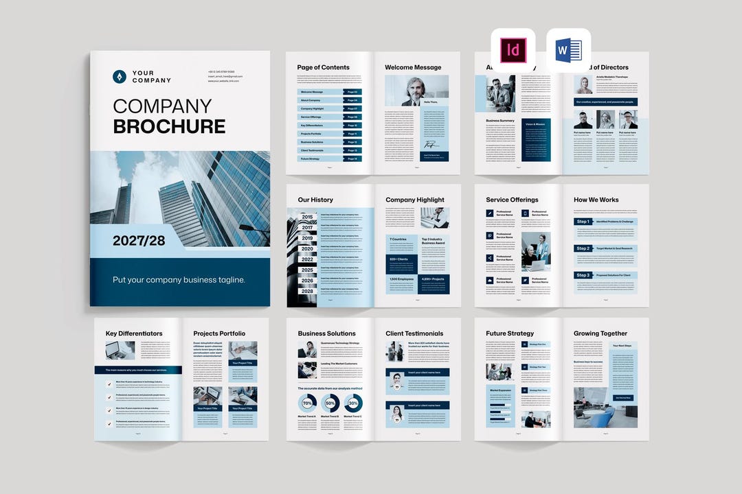 Examples Capabilities Brochure Indesign Company Brochure Template | Microsoft Word | Adobe Indesign | Corporate ...