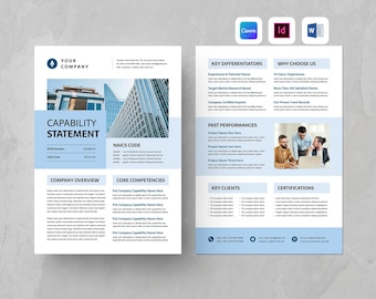Capability Statement Template Canva | Company Profile Overview | Corporate Business Flyer | Professional Modern Design | Microsoft Word Indd
