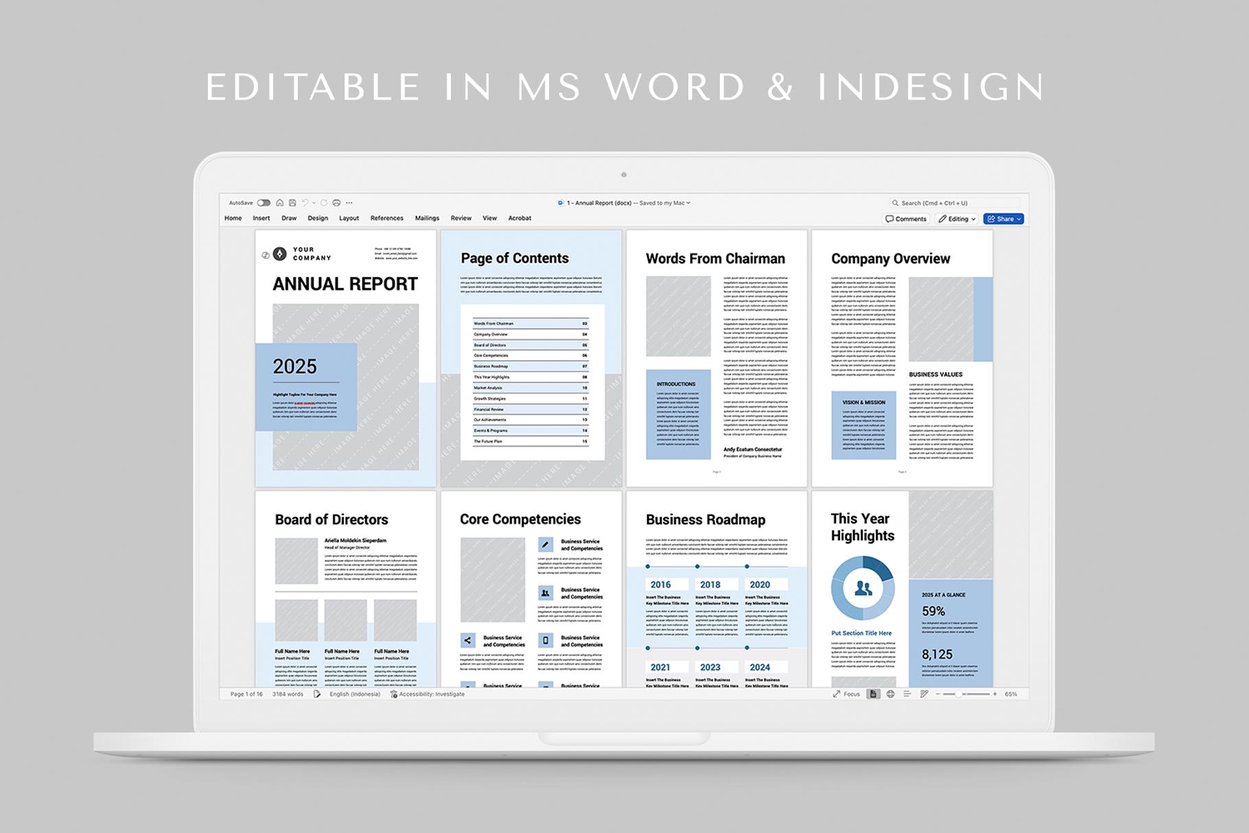 Annual Report Template | Microsoft Word | Adobe Indesign | Business ...