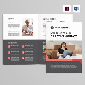 Modello di brochure aziendale / Microsoft Word / Adobe Indesign / Brochure pieghevole aziendale / Design di brochure semplice e minimale / Brochure piegata