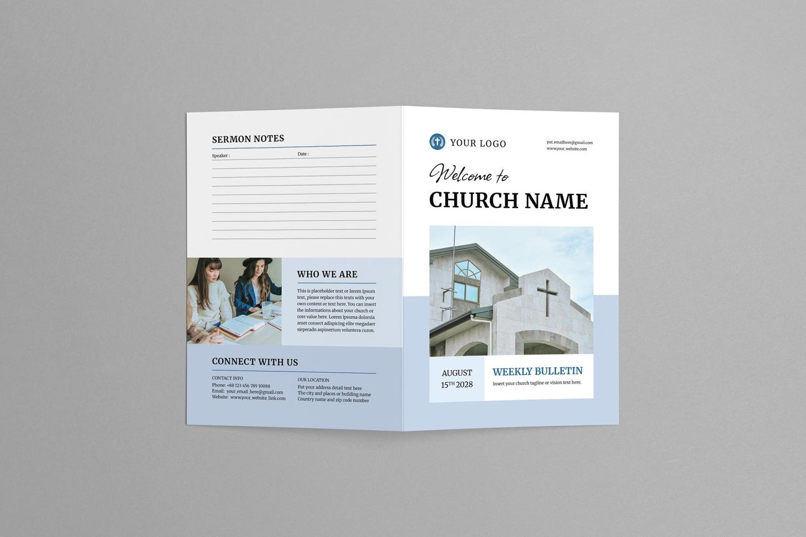Church Bulletin Template | Weekly Worship Program | Sunday Service ...