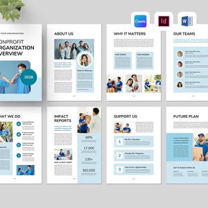 Nonprofit Overview Template | Non Profit Organization Brochure | NGO Profile Booklet | Charity Impact Report Pamphlet (Canva, MS Word, Indd)