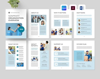 Nonprofit Overview Template | Non Profit Organization Brochure | NGO Profile Booklet | Charity Impact Report Pamphlet (Canva, MS Word, Indd)