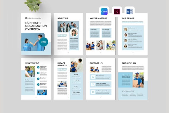 Nonprofit Overview Template | Non Profit Organization Brochure | NGO Profile Booklet | Charity Impact Report Pamphlet (Canva, MS Word, Indd)