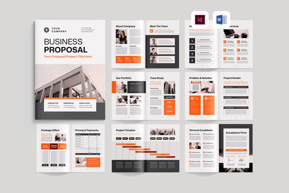 Business Proposal Template | Microsoft Word | Adobe Indesign | Client Project Proposal | Startup Pitch Deck | Work Bid Proposal Offer Design