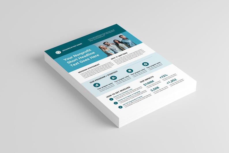 Nonprofit One Pager Template | Non Profit Charity Flyer | Fundraiser ...
