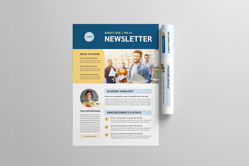 Education Newsletter Template | Student Teacher Bulletin | Classroom ...