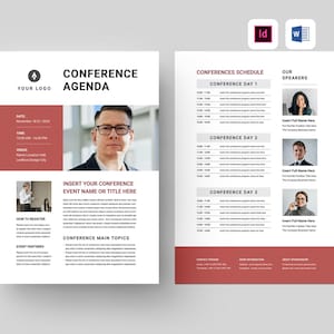 Event Conference Agenda Template | Microsoft Word | Adobe Indesign | Business Event Program | Event Schedule Flyer | Meeting Timeline Sheet