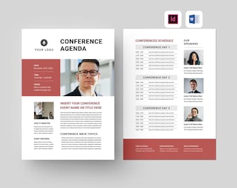 Event Conference Agenda Template | Microsoft Word | Adobe Indesign | Business Event Program | Event Schedule Flyer | Meeting Timeline Sheet
