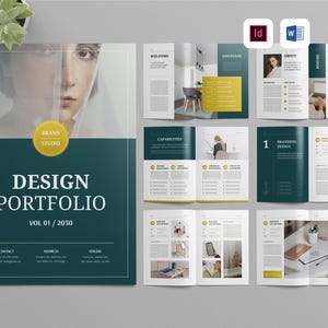 Modelo de Layout de Portfólio | Microsoft Word | Adobe Indesign | Livro de Design Editorial Moderno | Livreto de Folio Criativo | Lookbook de Trabalho de Designer