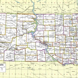 South Dakota-kaart direct downloaden: afdrukbare kaart, digitale download, kunst aan de muur, antieke kaart, afdrukbare kaart