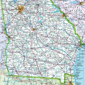 Mapa digital da Geórgia para download - Mapa para impressão, Mapa da Geórgia, Decoração para casa, Arte de parede, Download instantâneo, Viagem de carro, Presente de viagem para ele e ela