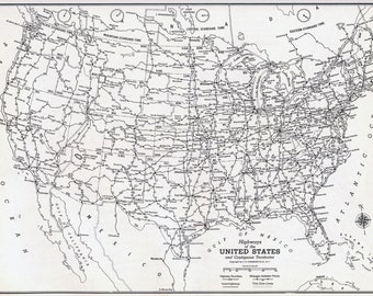 highways of the united states map instant download 1958 etsy