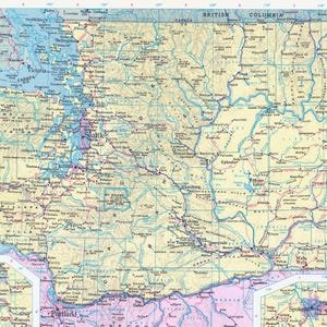 Carte de Washington en téléchargement immédiat - carte imprimable, téléchargement numérique, art mural, carte de Washington
