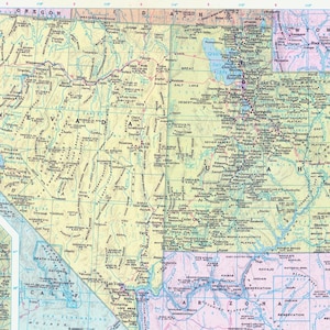 Carte de l'Utah et du Nevada en téléchargement numérique - carte imprimable, téléchargement immédiat, art mural, carte de l'Utah, cadeau