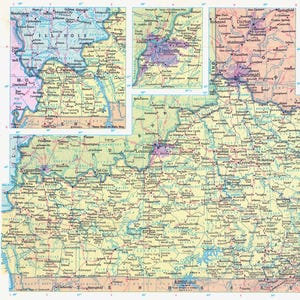 Kentucky kaart digitale download - afdrukbare kaart, kaart van Kentucky, woondecoratie, kunst aan de muur, instant download, roadtrip, reiscadeau voor hem haar