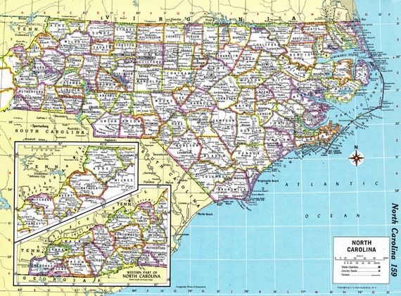 Printable Map South Carolina Map Instant Download Wall Art Antique Map 