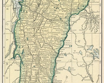 Vermont Map Digital Download - Printable Map, Vintage 1923 Map of Vermont, Home Decor, Wall Art, Instant Download, Travel Gift