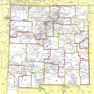 Kaart van New Mexico direct downloaden: afdrukbare kaart, digitale download, kunst aan de muur, antieke kaart, afdrukbare kaart