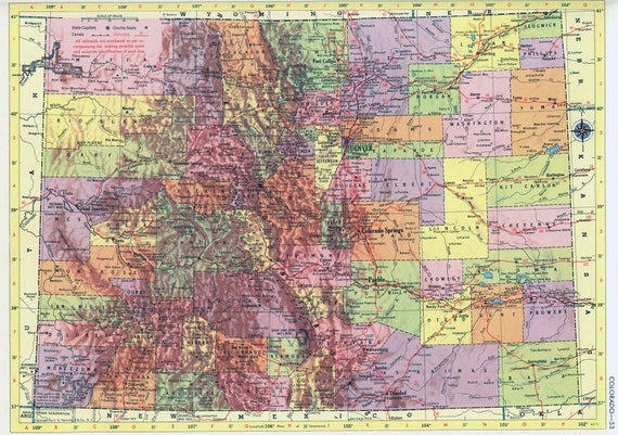 Colorado Map Instant Download Printable Map Vintage Map - Etsy