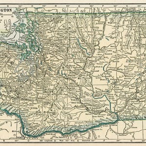 Carte de Washington en téléchargement numérique - carte imprimable, carte de Washington de 1923 vintage, décoration d'intérieur, art mural, téléchargement immédiat, cadeau de voyage
