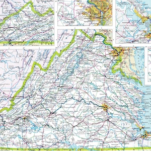 Virginia kaart digitale download - afdrukbare kaart, kaart van Virginia, woondecoratie, kunst aan de muur, instant download, roadtrip, reiscadeau voor hem haar