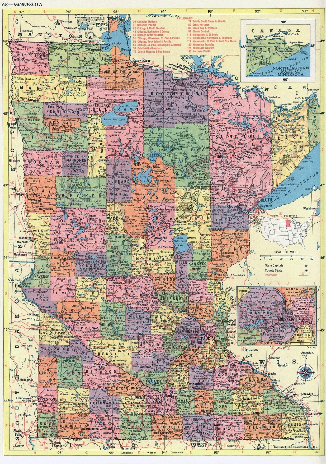 Minnesota Map Instant Download Printable Map, Vintage Map, Home Decor ...