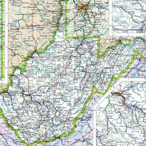 Kaart van West-Virginia digitale download - afdrukbare kaart, kaart van West-Virginia, woondecoratie, kunst aan de muur, instant download, reiscadeau voor hem/haar
