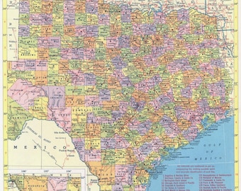 Texas Vintage Map Instant Download - Printable Map, Home Library Decor, Wall Art, Antique Map