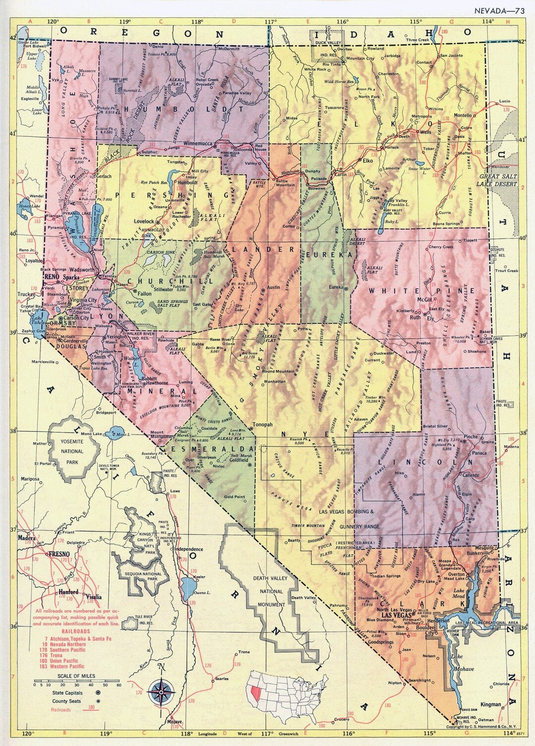 Nevada Map Instant Download Printable Map, Vintage Map, Home Decor ...