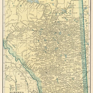 Alberta Canada kaart digitale download - afdrukbare kaart, vintage 1923 kaart van Alberta, woondecoratie, kunst aan de muur, instant download, reiscadeau