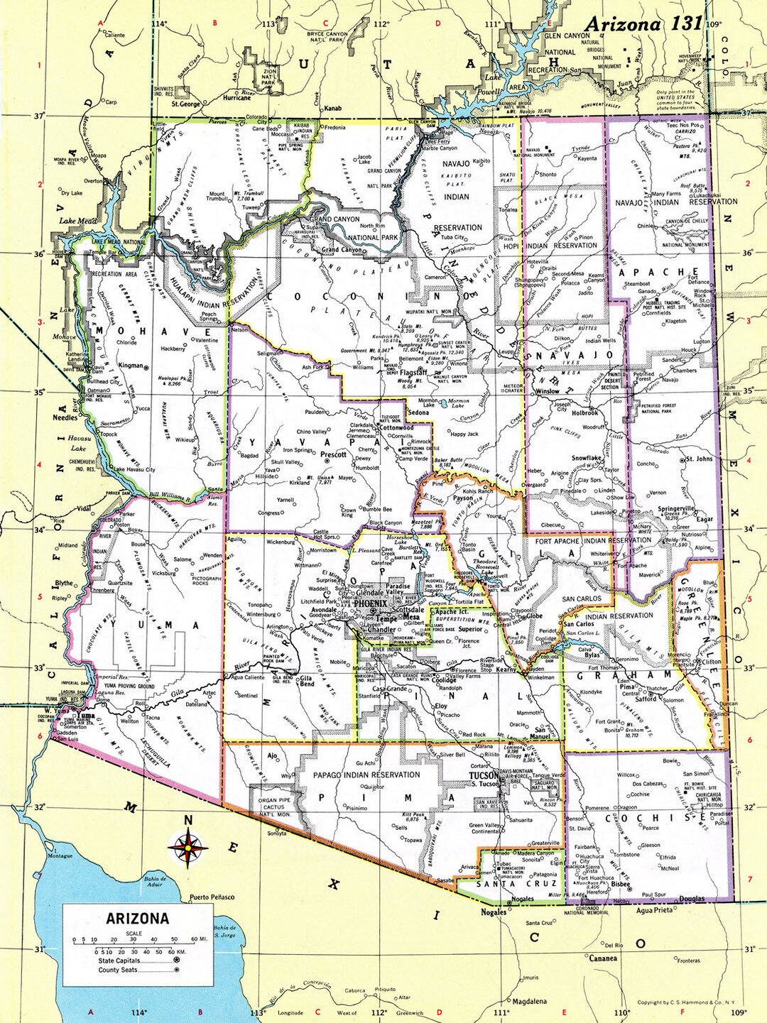 Arizona Map Instant Download Printable Map, Digital Download, Wall Art ...