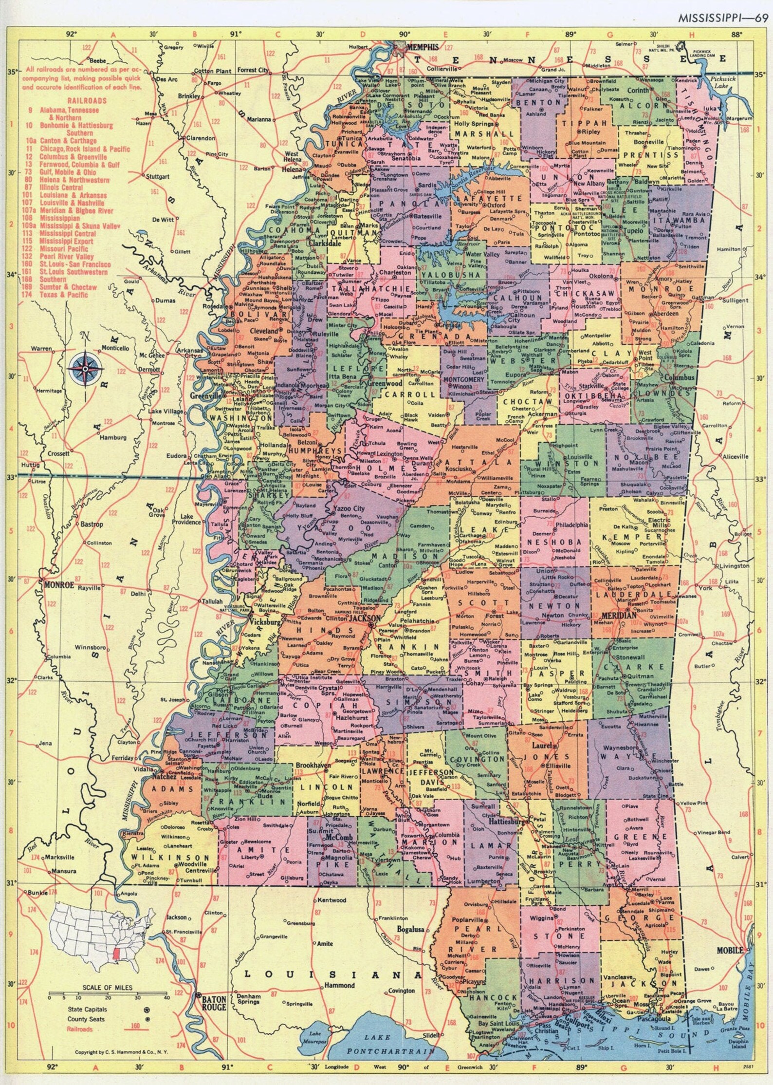 Mississippi Map Instant Download Printable Map, Vintage Map, Home Decor ...
