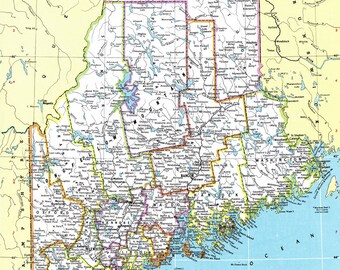 Maine Map Instant Download Printable Map Digital Download Etsy Maine Map Instant Download Printable Map Digital Download Etsy