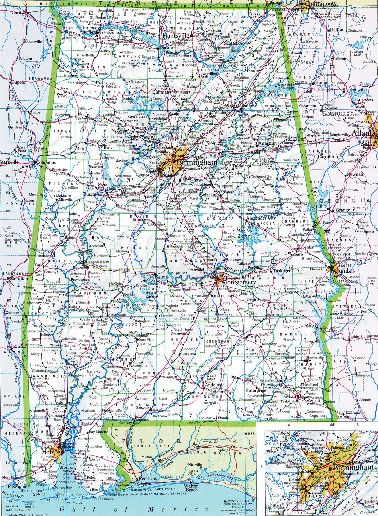 Alabama Karte digitaler Download - druckbare Karte, Alabama Karte, Wohnkultur, Wandkunst, sofortiger Download, Road Trip, Reise Karte Geschenk für ihn sie